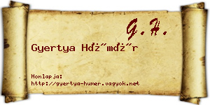 Gyertya Hümér névjegykártya
